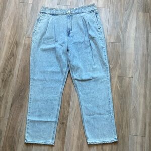 So Super high rise straight woven denim jean pant quilted design waistband 17 33